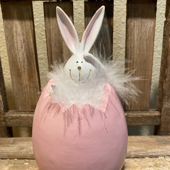 Easter Bunny Decor Set of 2, Bunnies Hatching In Easter Eggs Resin Decor - Picture 6 of 13